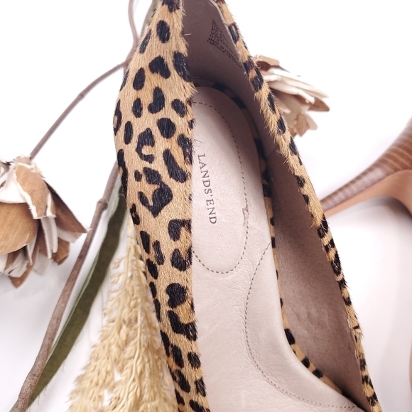 Lands' End Leopard Print Calf Fur Heels Size 10B - Picture 11 of 11